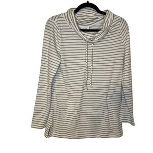 Haven‎ Well Within Striped Cowl Neck Pullover Camel White Women's Size XS